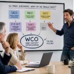 Business executives learning how SEO, AEO and GEO fit into Web Content Optimization (WCO)